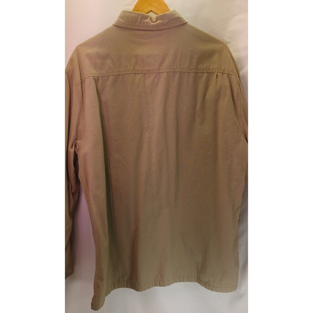 VTG Old Mill Flannel Lined Shirt Jacket Mens Sz XL Rugged Khaki Canvas Workwear - Picture 2 of 6